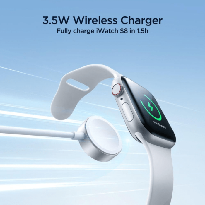 Joyroom S-IW008 3-in-1 iP Watch Magnetic Charger+Lightning+Type-C cable USB-A 1.2m-White-12 Months Warranty