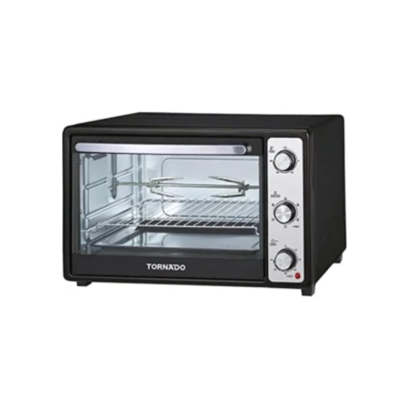 Tornado electric oven 46 litre 1800 watt in black color with grill and fan teo-46ne(k)