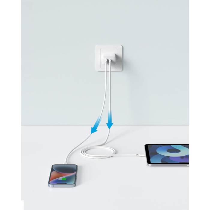 Anker 20W Wall Charger (2Ports)   White lteration A2348L21