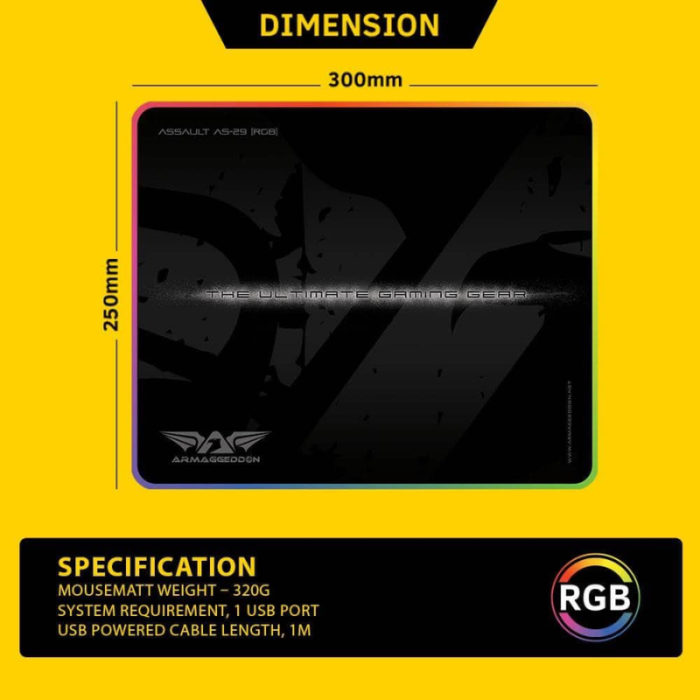 لوحة ماوس أرماجيدون RGB مقاس 25 × 35 سم