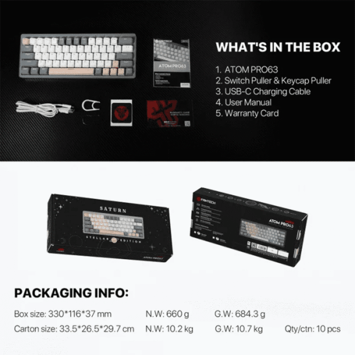 Keyboard Fantech Mechanical ATOM PRO63 MK912 Saturn Grey