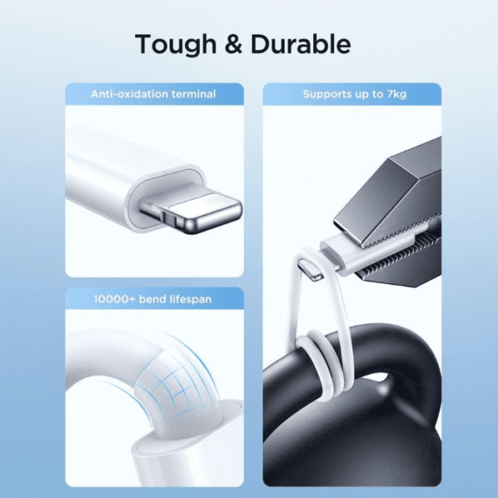 Joyroom S-IW008 3-in-1 iP Watch Magnetic Charger+Lightning+Type-C cable USB-A 1.2m-White-12 Months Warranty