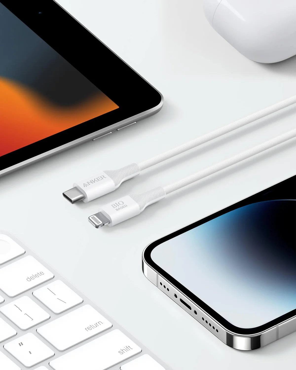 Anker 542 USB-C to Lightning Cable (Bio-Based 3ft)- White A80B1H21