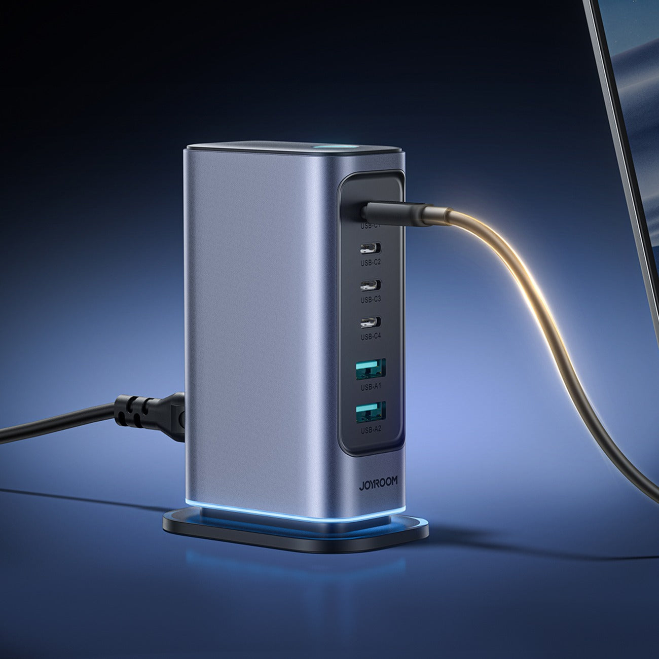 JOYROOM Fast Charger GaN Multi-Port Power Station Type-C 4   USB-A 2 65W Dark Gray JR-TCM02