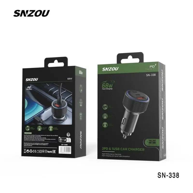 Snzou car charger 68W 2PD-1USB