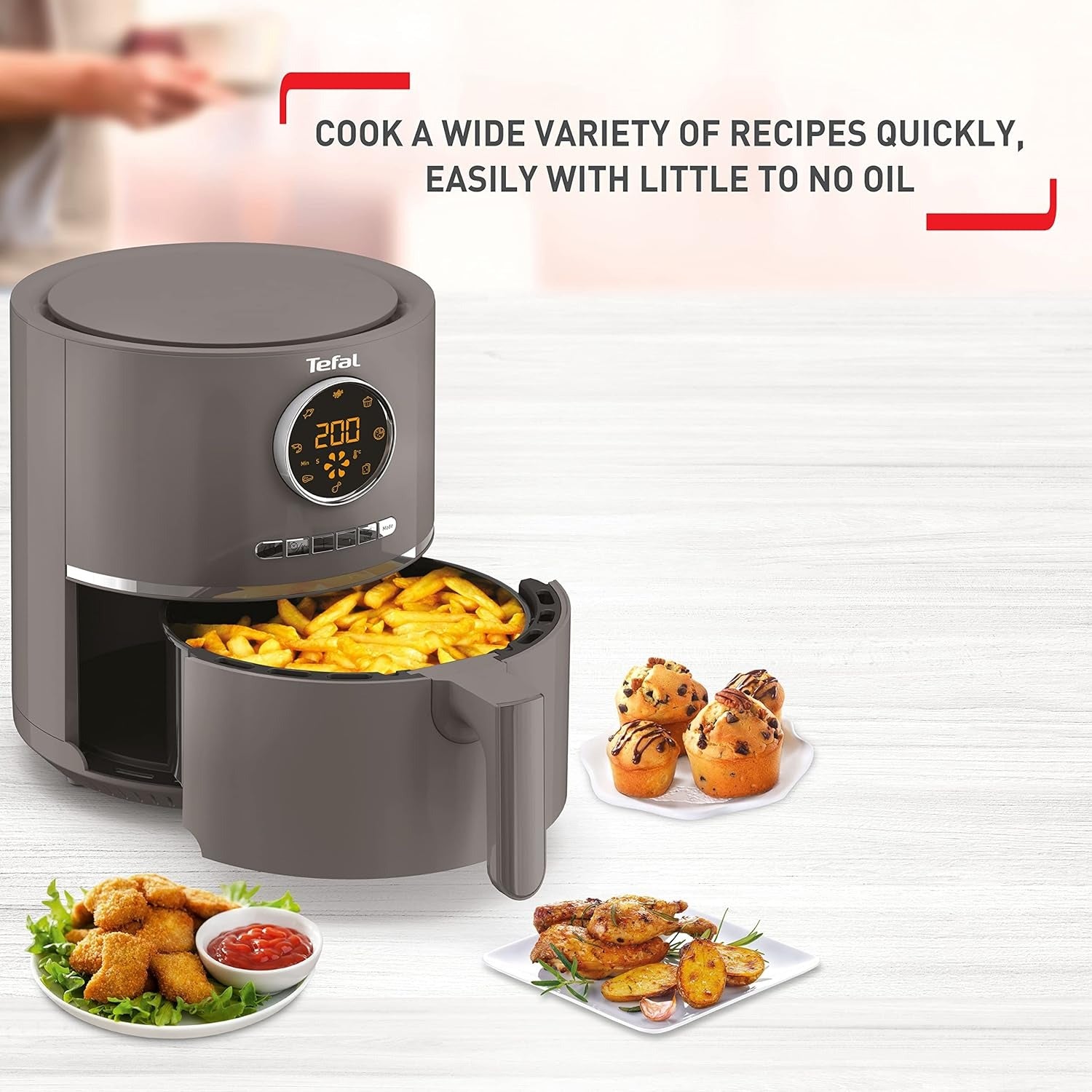 Tefal Ultra Digital Air Fryer- 4.2 Liter- 1600 Watt- Charcoal Grey - EY111B15