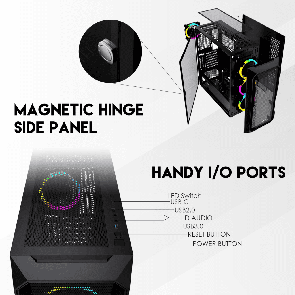 AERO XL CG81 RGB FAN FULL TOWER CASE BLACK