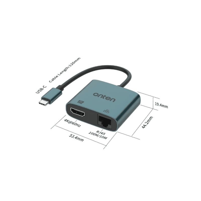 Onten Hub 2*1Type C To HDMI 4K Adapter with RJ45100MOTNUC288