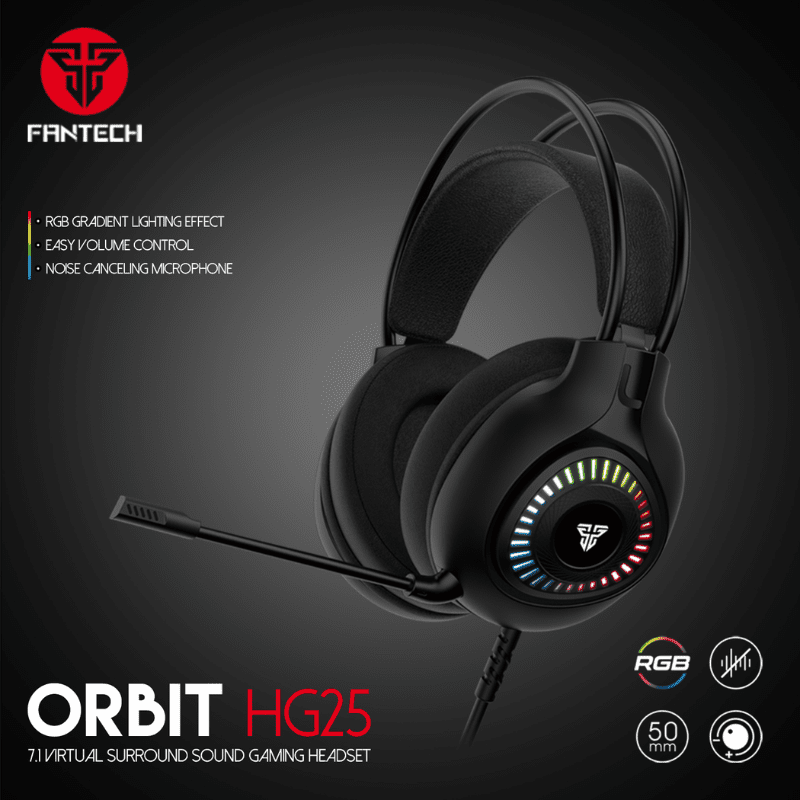 سماعة الألعاب أوربت HG25 RGB باللون الأسود