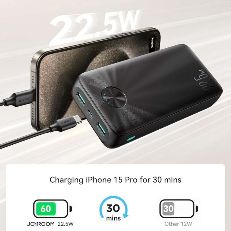 JoyRoom Power Bank 22.5W Fast Charging 20000mAhnBlack JR PBF16