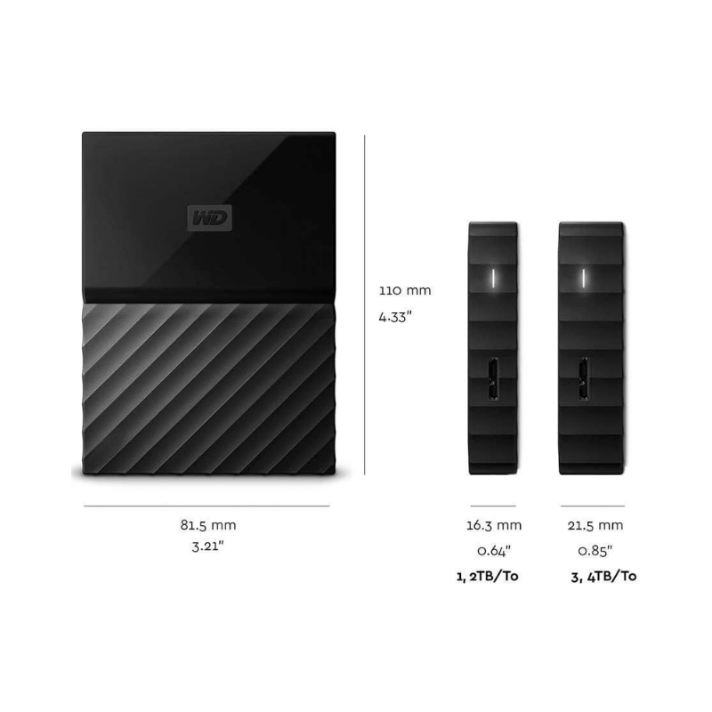 Western Digital® Portable Hard Drive Storage USB 3.0 My Passport ™ - 1TB