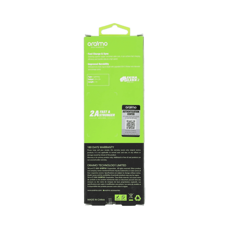 كابل بيانات Oraimo OCD L53 2A 1M أبيض