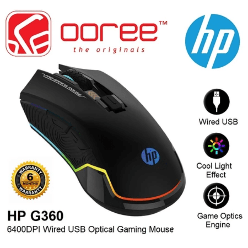 HP G360 Gaming Mouse 4800DPI USB