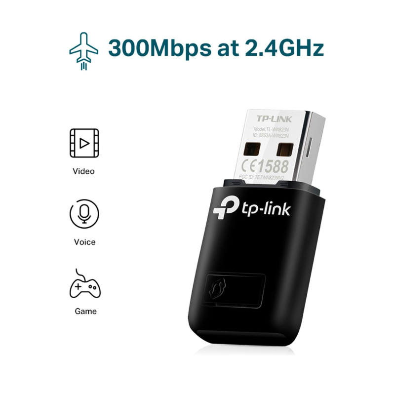 دونجل واي فاي تي بي لينك TL-WN823N USB 2.0 - 300 ميجابت في الثانية