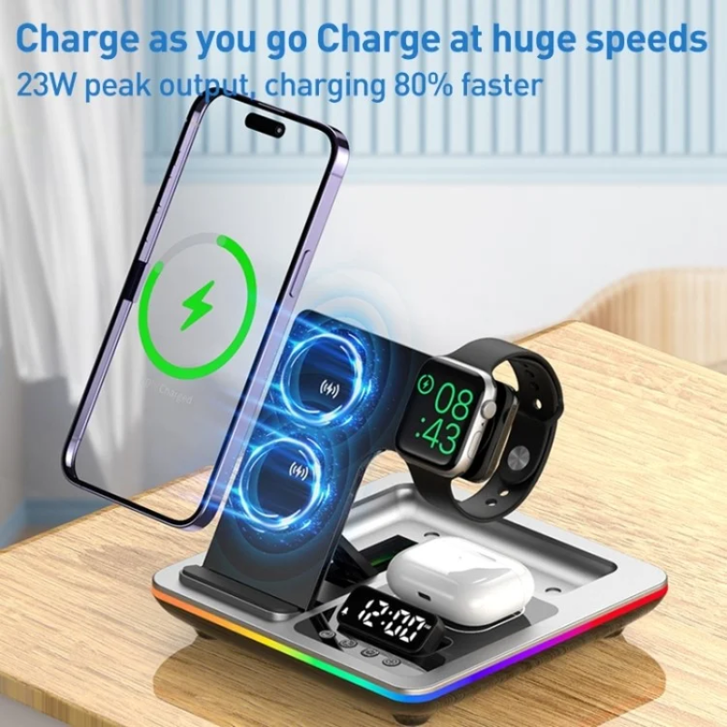 Majentik 5-in-1 Electric Motor Foldable Wireless Charger Station - 25W- MW-16