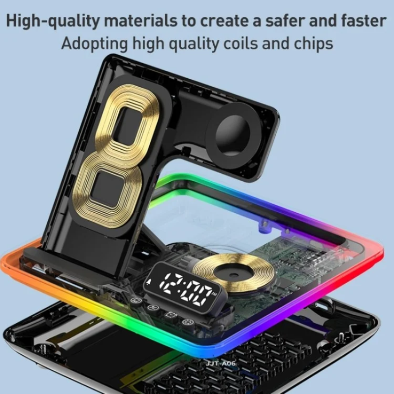 Majentik 5-in-1 Electric Motor Foldable Wireless Charger Station - 25W- MW-16