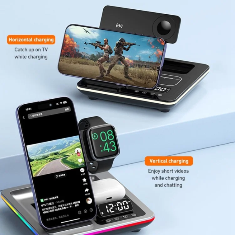 Majentik 5-in-1 Electric Motor Foldable Wireless Charger Station - 25W- MW-16