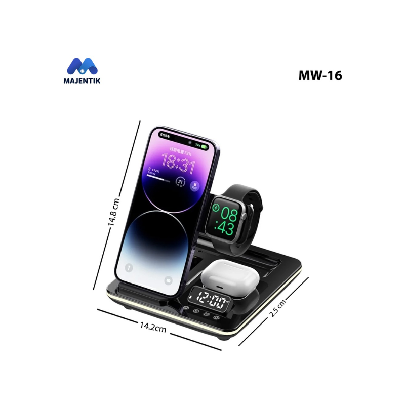 Majentik 5-in-1 Electric Motor Foldable Wireless Charger Station - 25W- MW-16