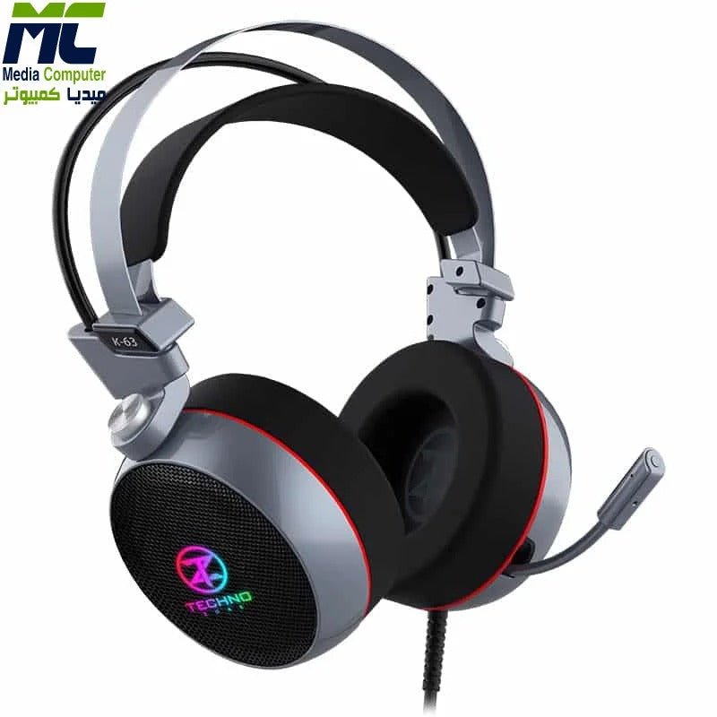 سماعة رأس للألعاب TechnoZone K-63 بمنفذ USB 7.1 مع اهتزاز RGB