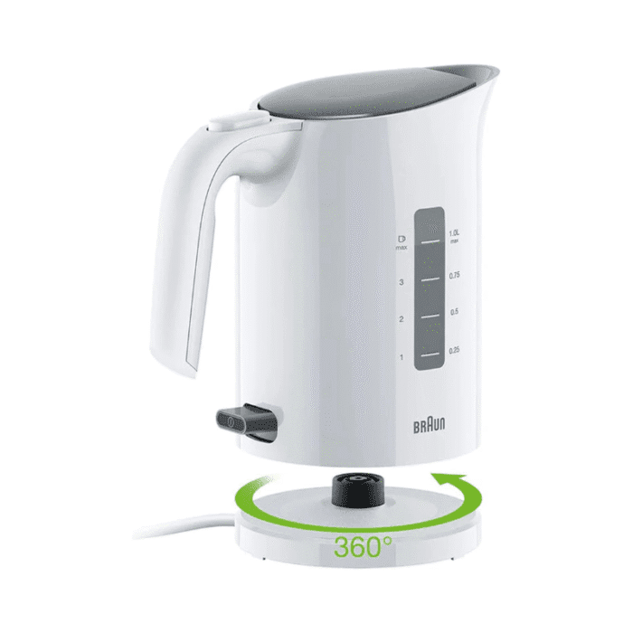 Braun PurEase Kettle 1L 2200 Watts 3Way protection Rapid boil system 45sec WK3000 WH Electric Kettle - White - Image 3