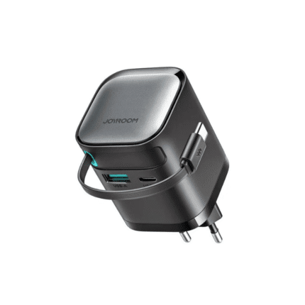 JOYROOM Fast Charger GaN Charger with Built-in Retractable Cable 70cm + USB-A*1 + Type-C*1 65W Black JR-TCL02