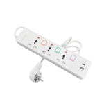 ⁦مشترك كهرباء Etrain 16A مع حماية من التحميل الزائد، 3 مقابس مخرج 1 USB  1 منافذ شحن Type C 2.4A 1.5M مفتاح تشغيل وإيقاف⁩ - الصورة ⁦2⁩