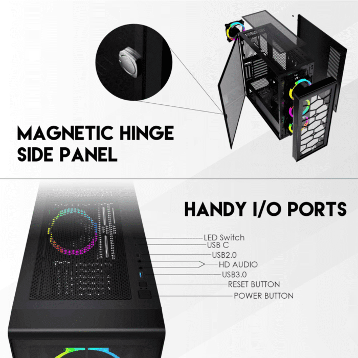 HEXA XL CG82 RGB FAN FULL TOWER CASE BLACK - Image 4