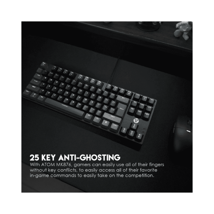 ⁦كيبورد جيمينج ميكانيكي FANTECH ATOM MK876 V2 TKL بـRGB  والمفاتيح ممكن تبدّلها بسهولة (Hot-Swappable)⁩ - الصورة ⁦3⁩