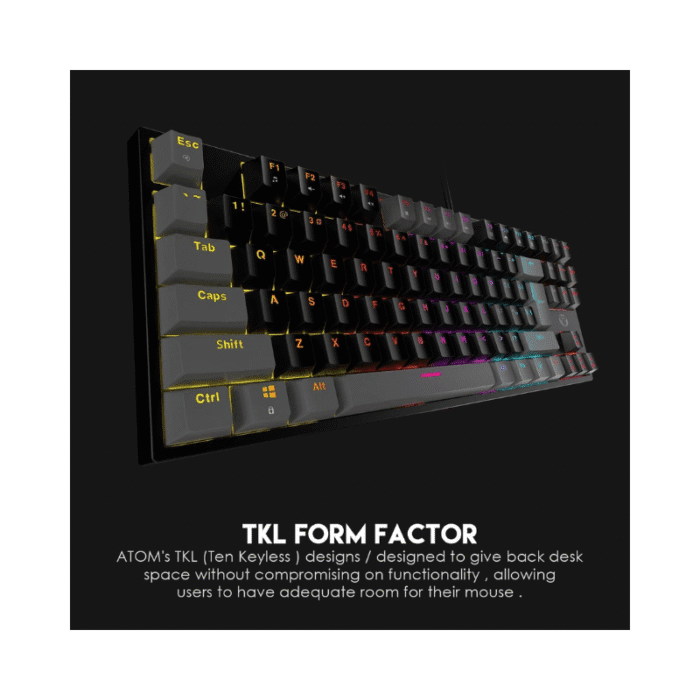 ⁦كيبورد جيمينج ميكانيكي FANTECH ATOM MK876 V2 TKL بـRGB  والمفاتيح ممكن تبدّلها بسهولة (Hot-Swappable)⁩ - الصورة ⁦4⁩