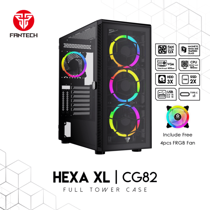 HEXA XL CG82 RGB FAN FULL TOWER CASE BLACK - Image 2