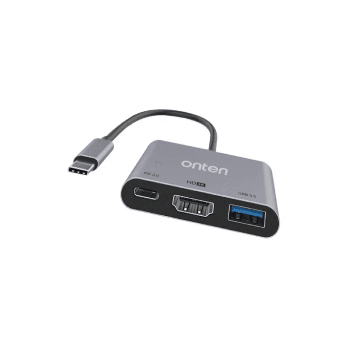 Onten Hub 3 in1 Type-C To HDMI(4K 60Hz) HDMI(2K 60Hz)  PD Charge OTN 9175S - Image 1