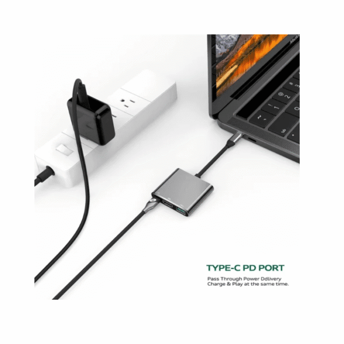 Onten Hub 3 in1 Type-C To HDMI(4K 60Hz) HDMI(2K 60Hz)  PD Charge OTN 9175S - Image 2