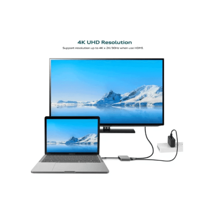 Onten Hub 3 in1 Type-C To HDMI(4K 60Hz) HDMI(2K 60Hz)  PD Charge OTN 9175S - Image 3